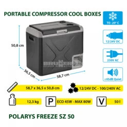 Frigo Congelatore Portatile Brunner Polarys Freeze SZ 50 -Negozio Di Campeggio frigo congelatore portatile brunner polarys freeze sz 50 bivalente compressione 18