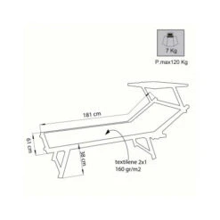 Lettino Prendisole Con Tettuccio Cosma Bari Bianco -Negozio Di Campeggio lettino prendisole con tettuccio cosma bari bianco per spiaggia mare o giardino 2